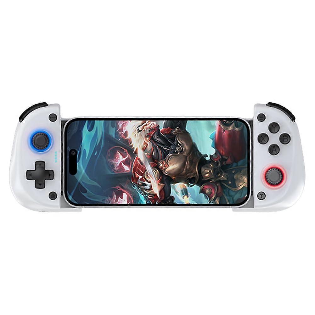 Bluetooth Game Controller with Cooling Fan, Hall Effect Joystick, Stretchable Fit for Smartphones White