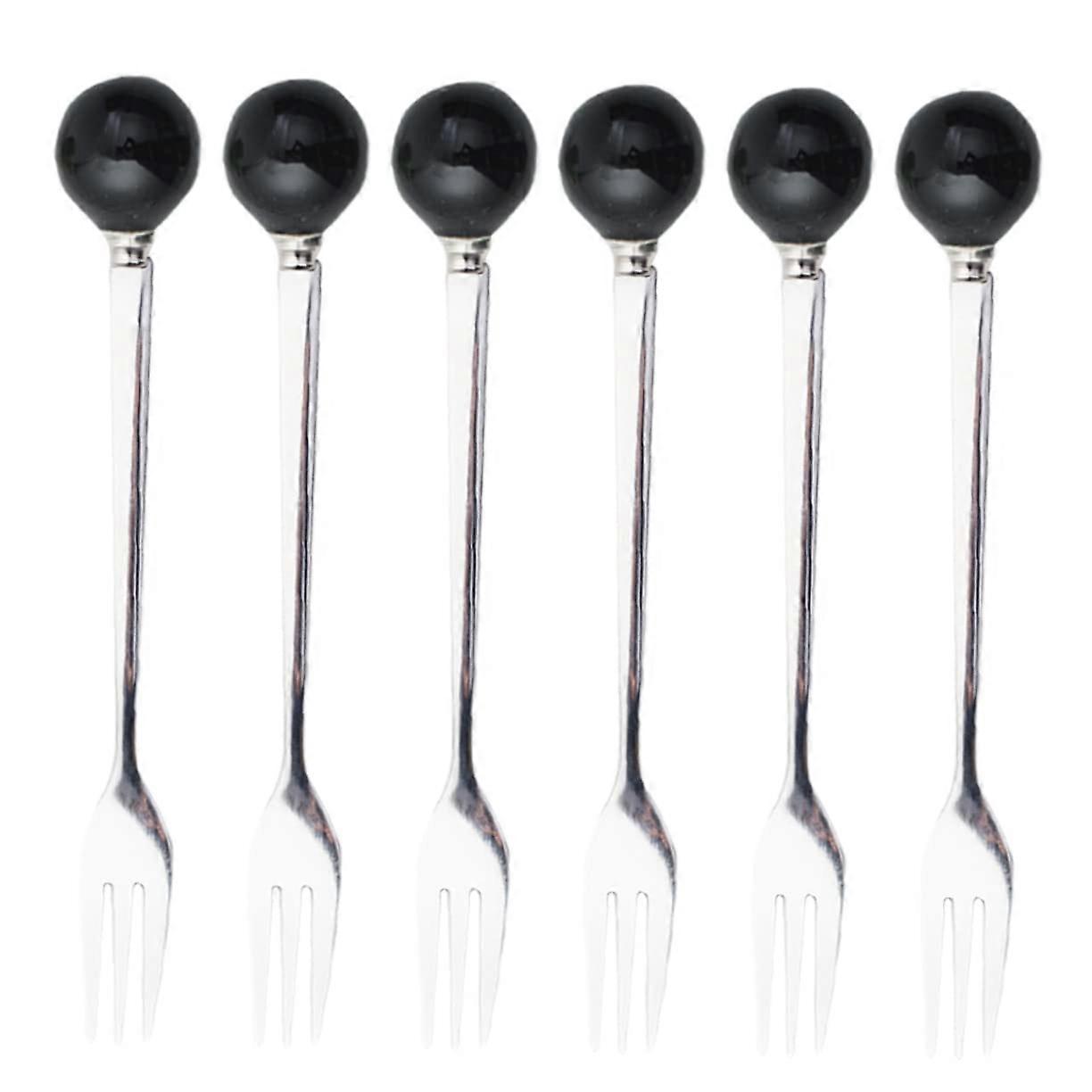 6pcs Ceramic Handle Mini Dessert Forks Elegant Small Cake Forks for Home Tableware Serving