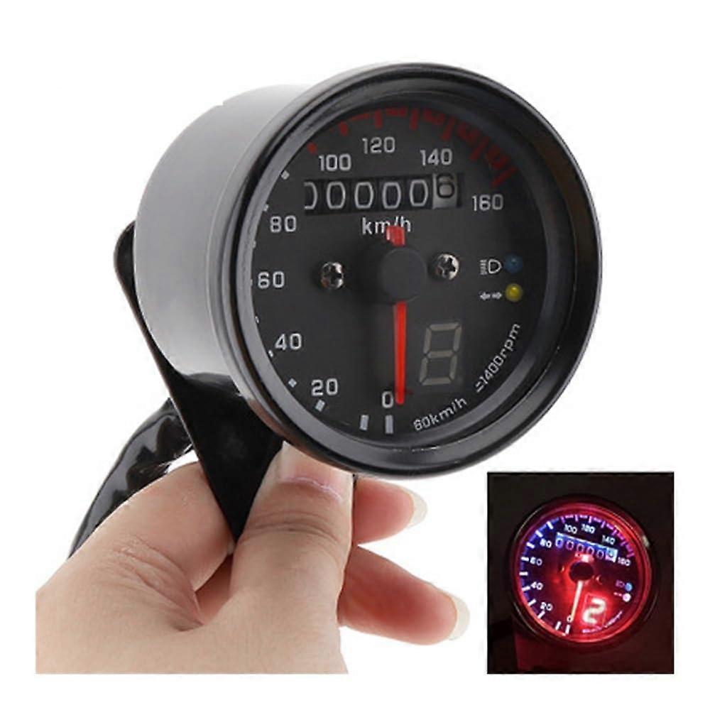 Motorcycle Digital Odometer LED Speedometer with Gear Display Tachometer Universal Black