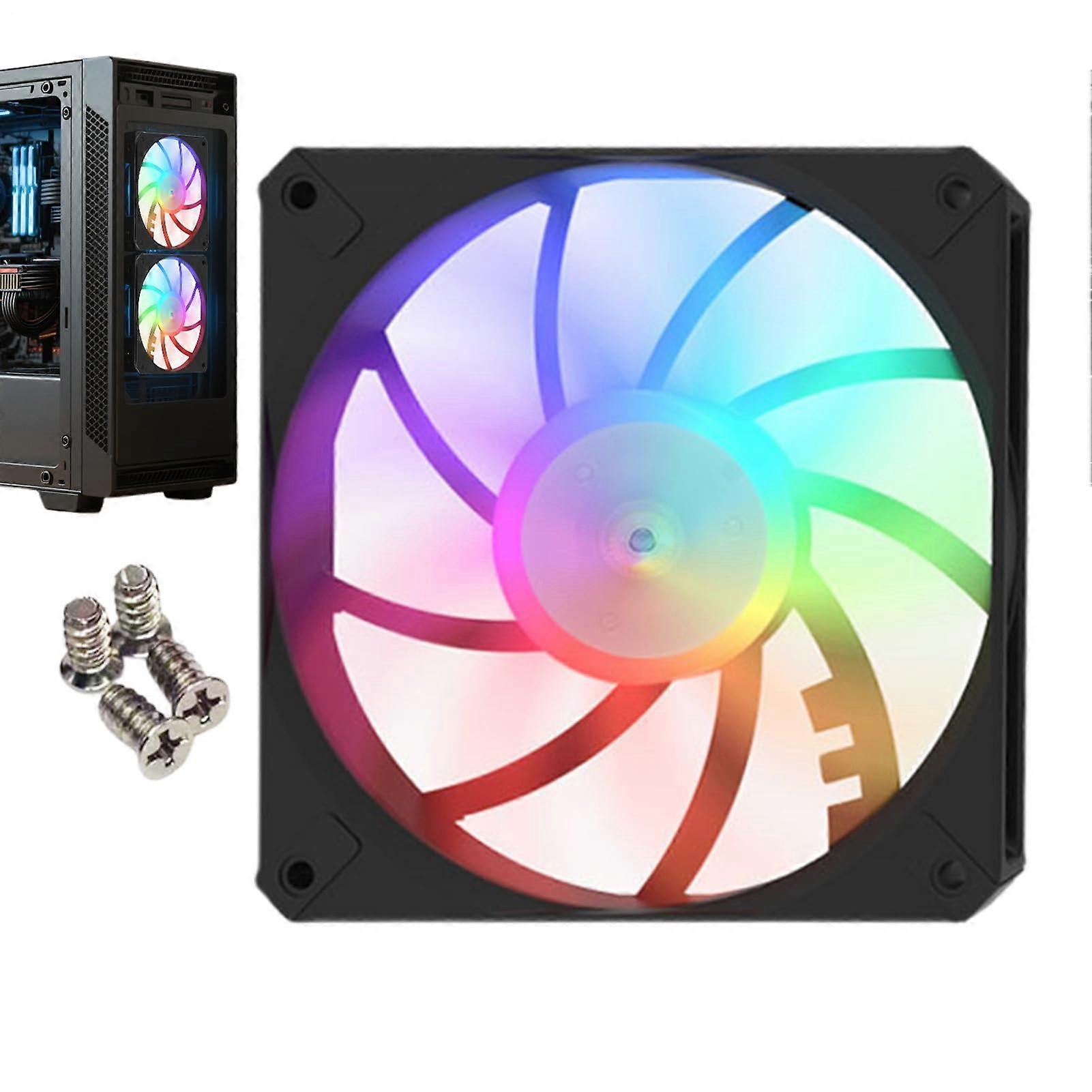 Slim RGB CPU Cooler with Quiet  Airflow Computer Case Fan for Small Gaming PC Builds
