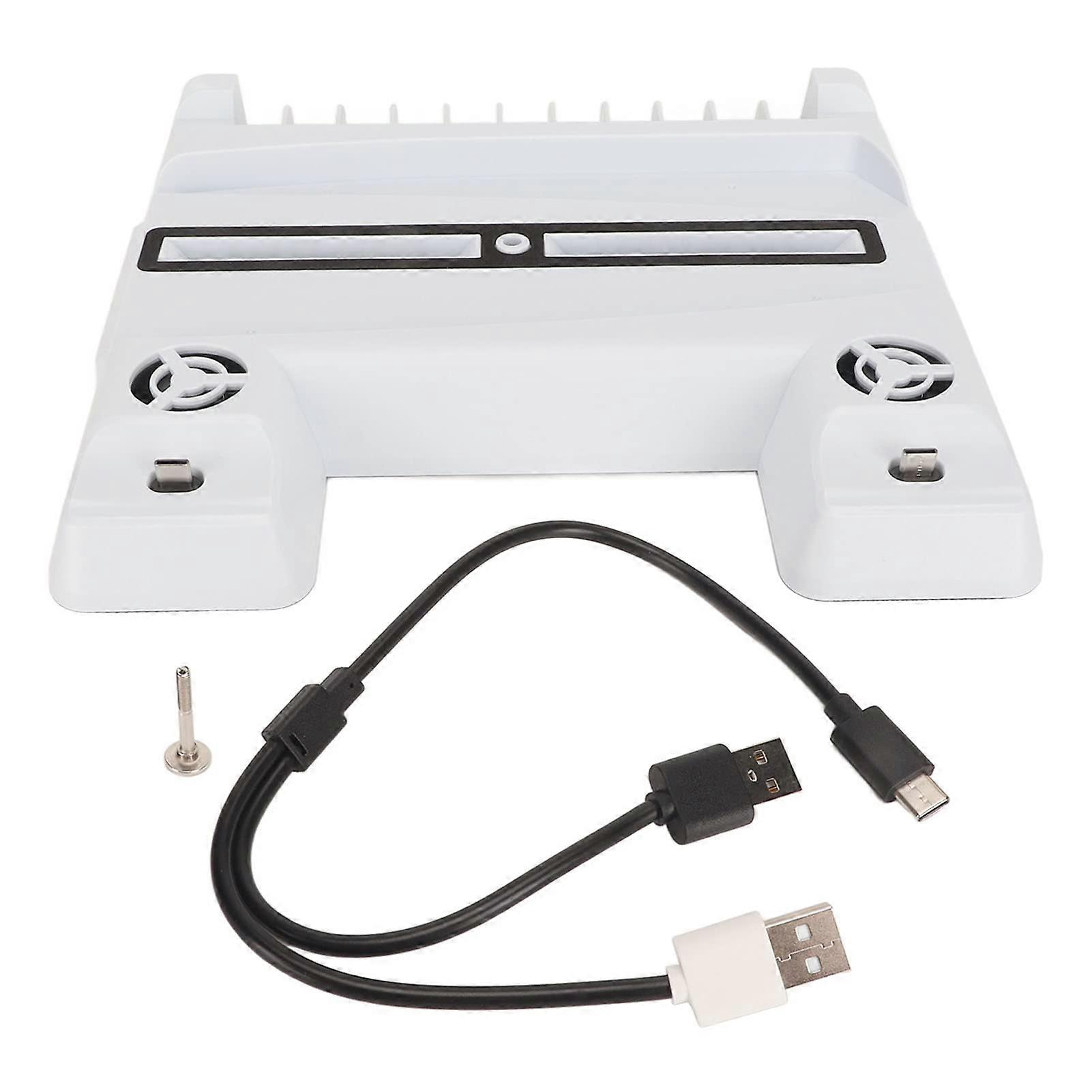 Gaming Console Cooling Stand with Dual Controller Fast Charging and 11 Game Disc Storage