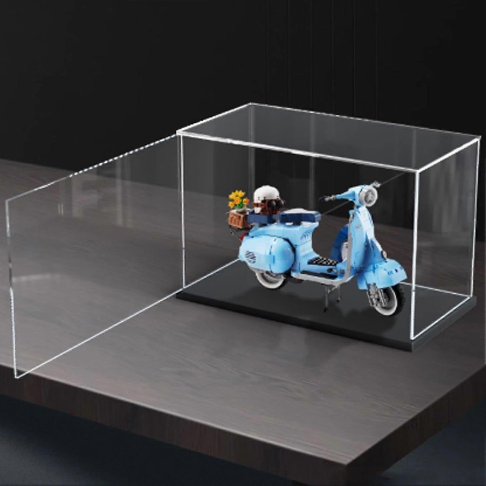 Display Case for  10298 Motorcycle Model, Clear Acrylic Dustproof Box with Black Base