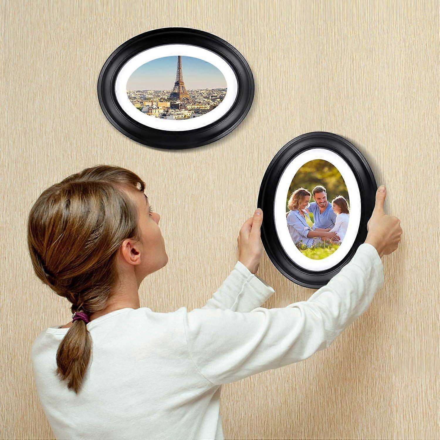 Black Oval Picture Frames for Wall Hanging Decoration (Black)