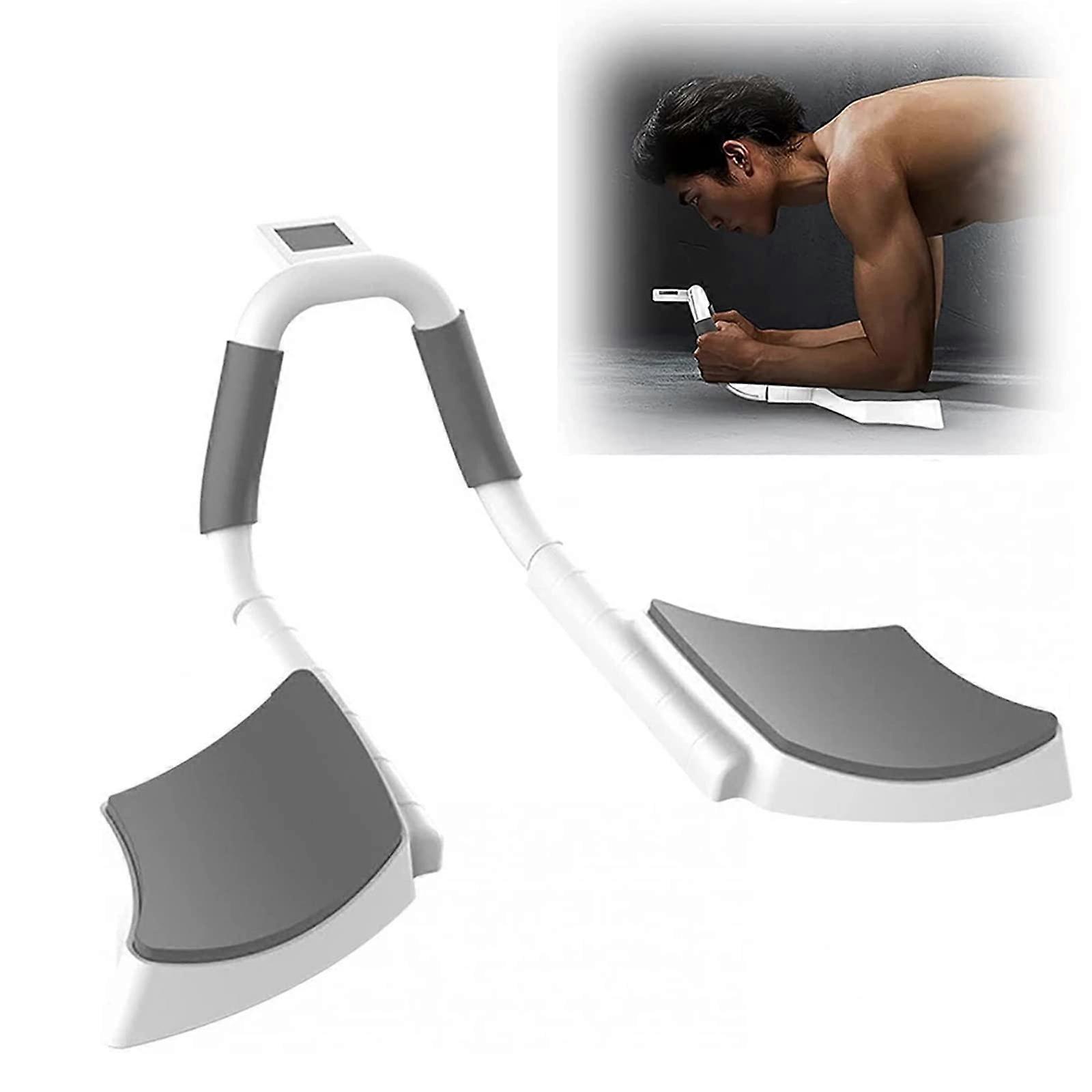 Adjustable Plank Trainer with Timer LCD Display for Core and Abdominal Muscle Training – White