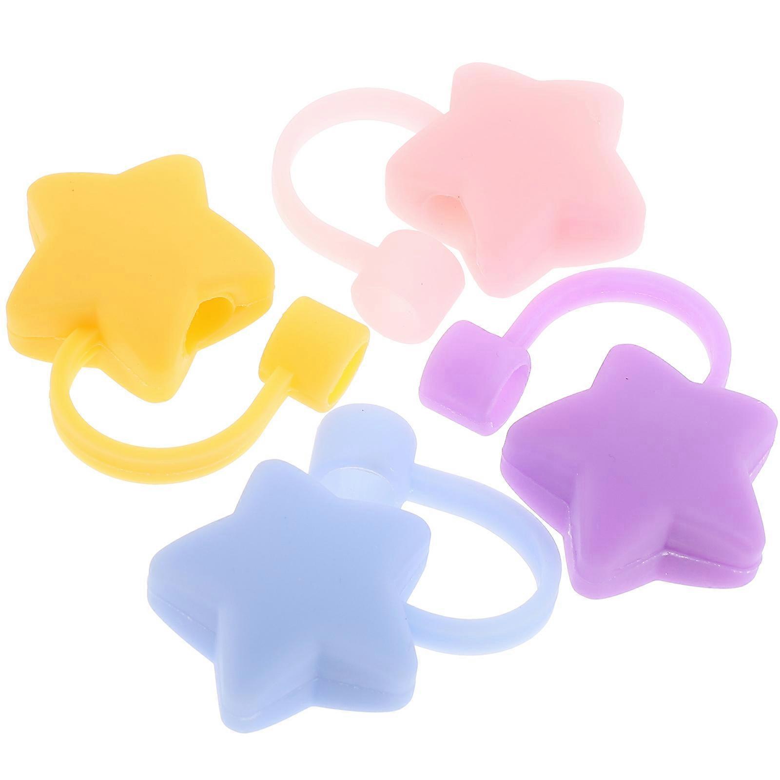Assorted Color Silicone Straw Caps for Drinking Straw Protection 4Pcs Reusable