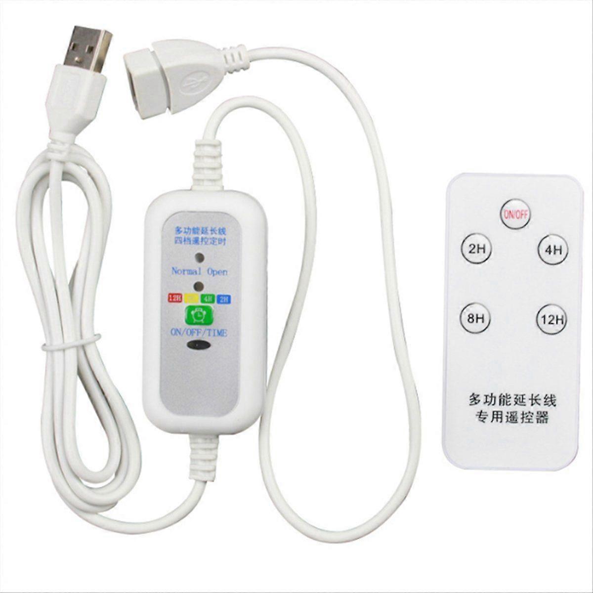 1.5M Multifunction Remote USB Extension Cable for 5V USB Fan LED Light with 2-12 Hour Timing Function on OFF Switch