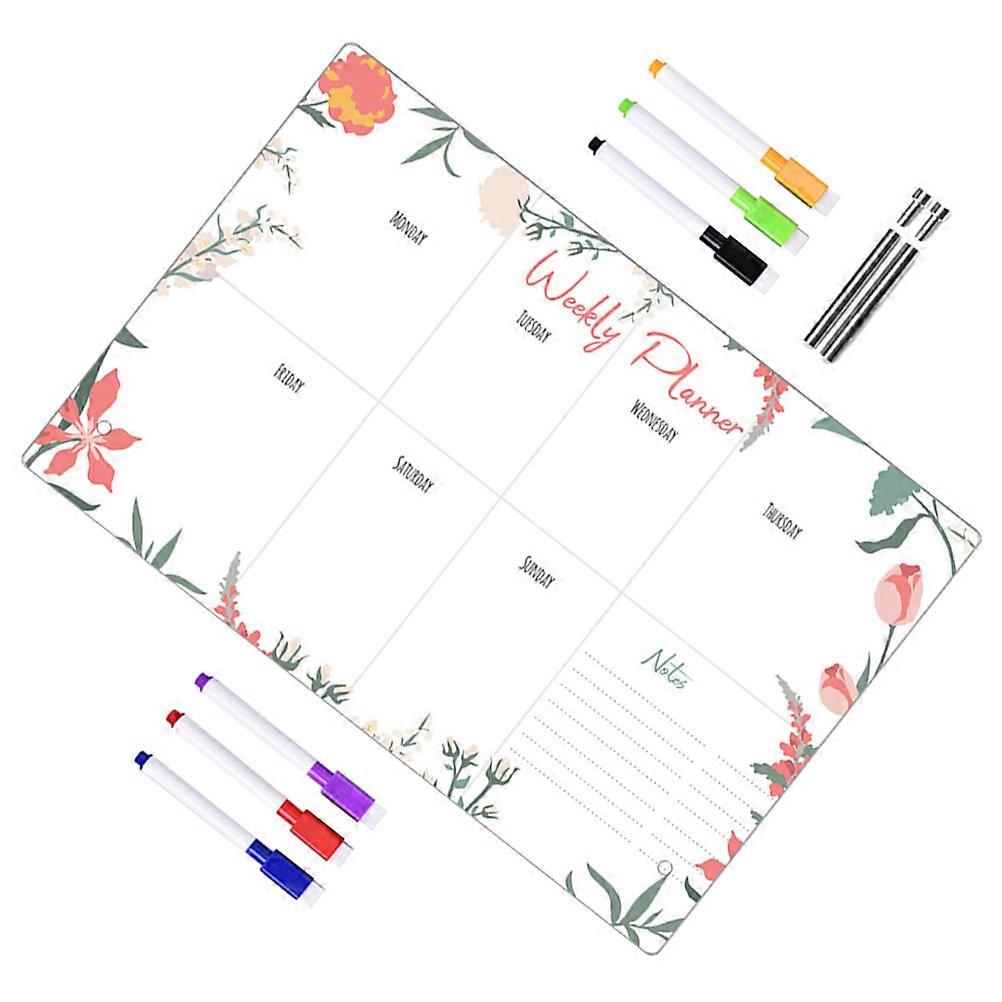Note Board Transparent Flower Edge for Office Use Acrylic Material Weekly Planning Function 1 Set