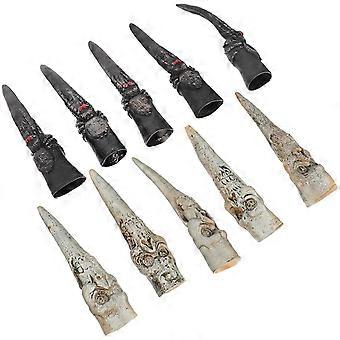 Halloween-Cosplay-Set mit künstlichen Fingernägeln, 10 Stück gruselige Totenkopf-Fingerkappen