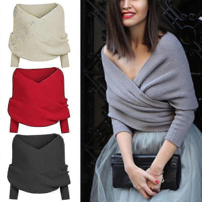 Damen-Strickpullover-Schal mit Ärmeln, warmer Winterschal