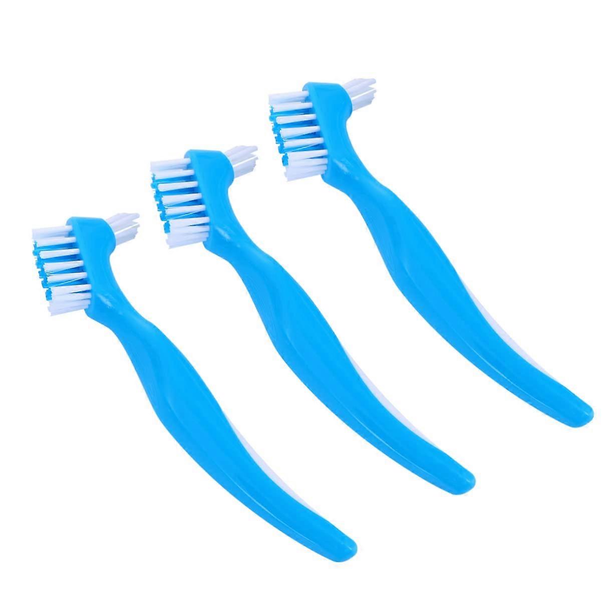 3pcs DoubleSided Denture Cleaning Brush Set with Ergonomic AntiSlip Handle for False Teeth