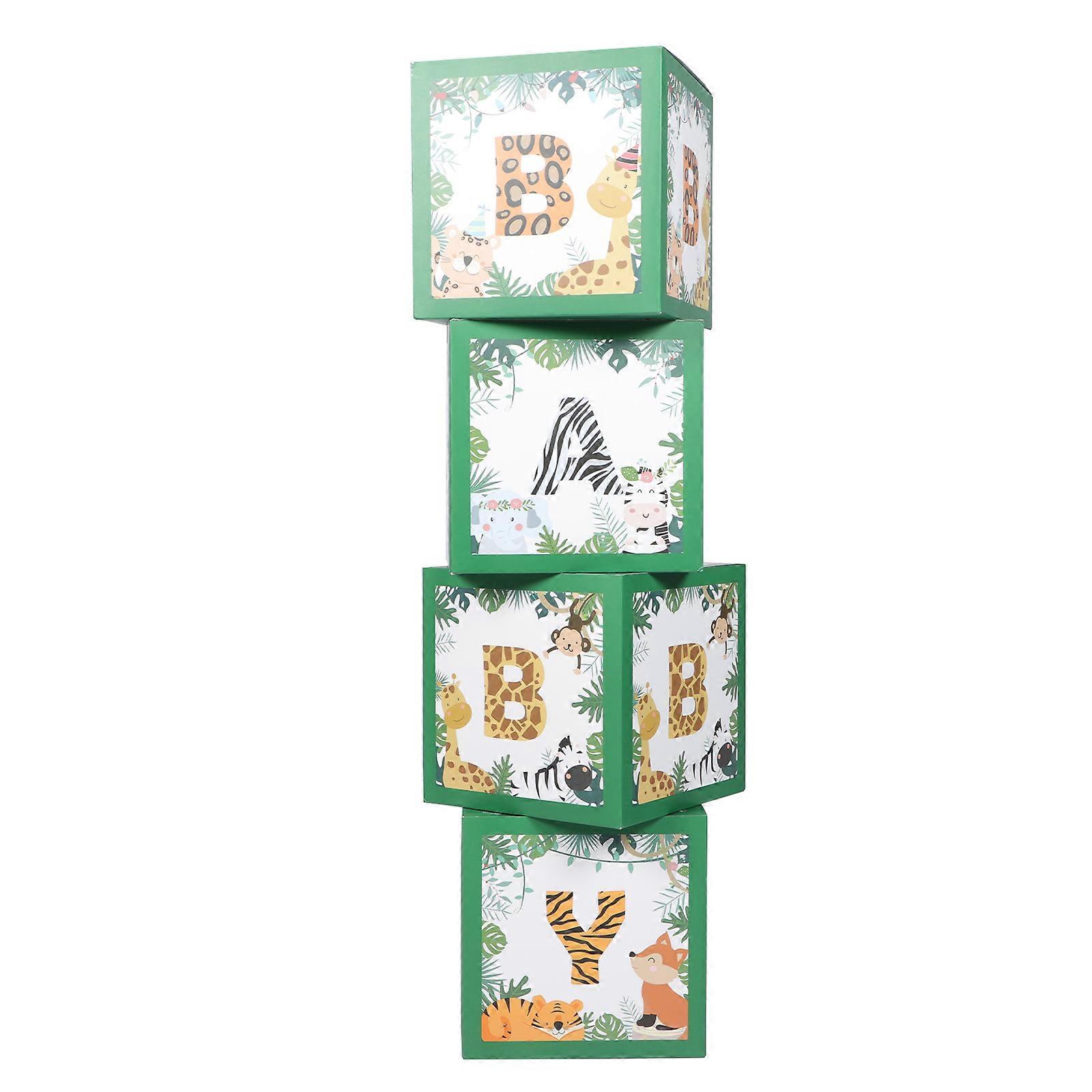 Animal Pattern Balloon Boxes Baby Shower Decor 4Pcs