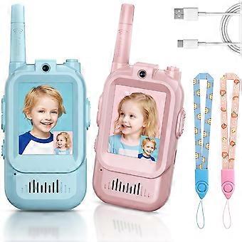 Walkie-talkies con video para niños (paquete de 2), intercomunicador con cámara HD recargable, compatible con edades de 3 a 10 años, ideal para jugar al aire libre y viajar.