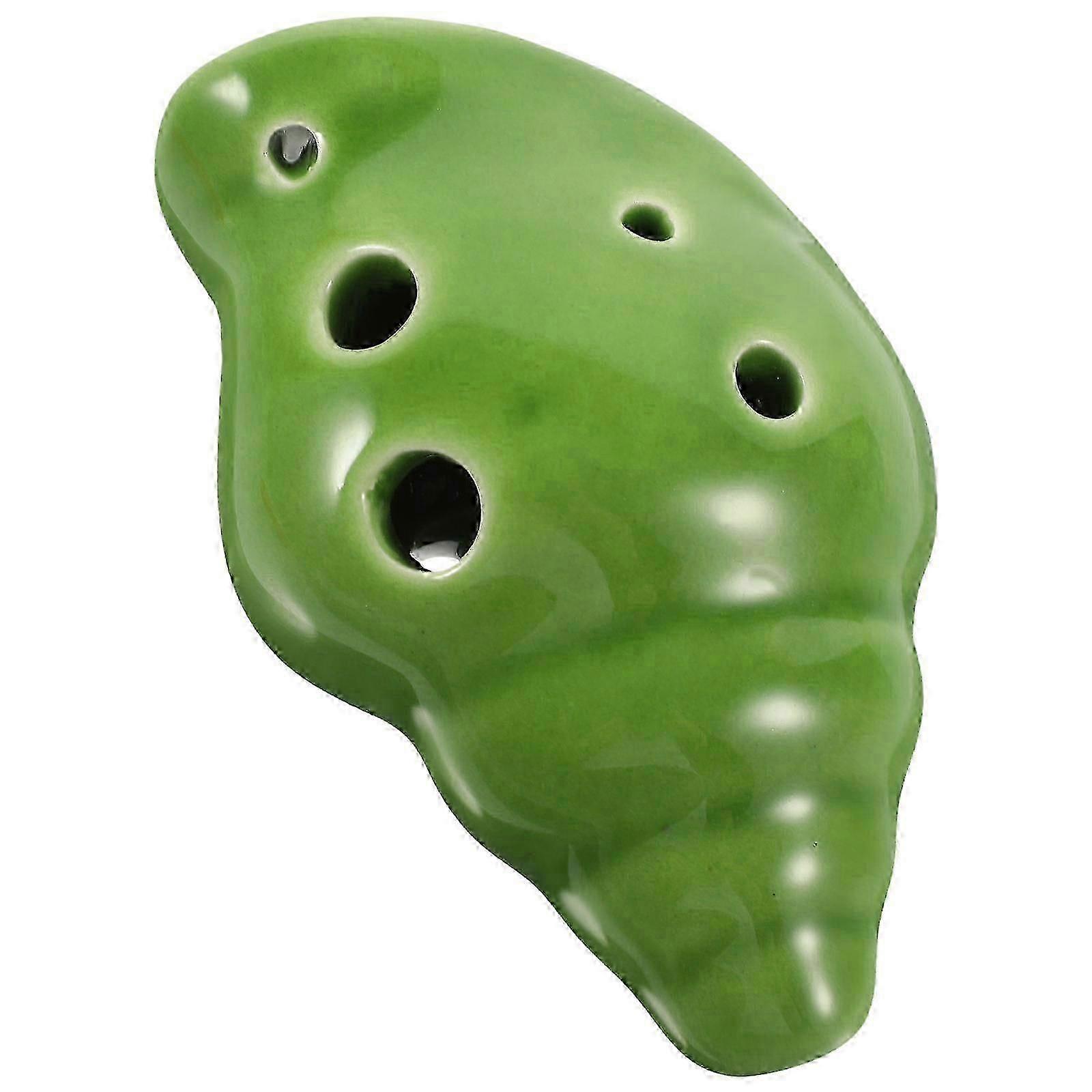 Green Conch Shape 6-Hole Ceramic Ocarina for Beginners, C Tuning