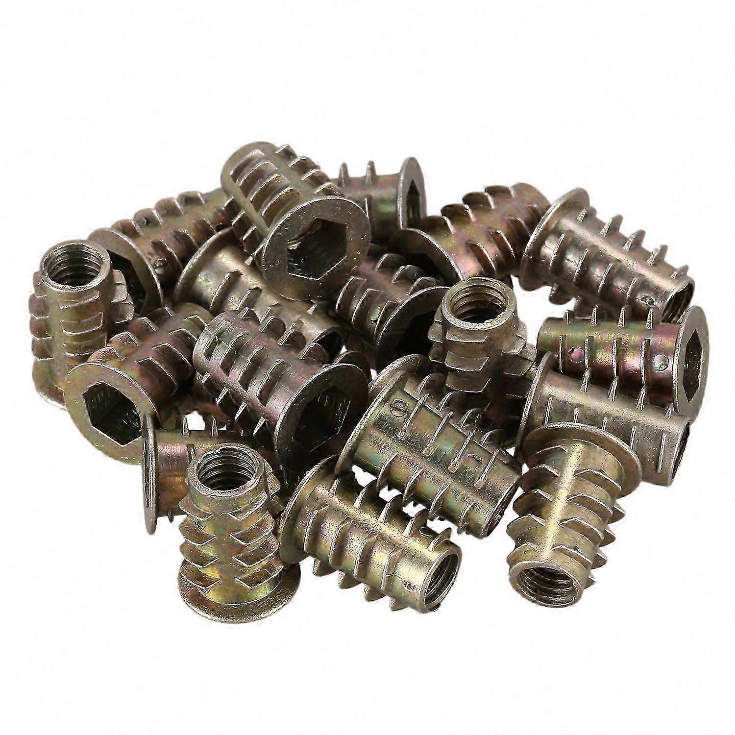 20-Pack M6x15mm Hex Socket Threaded Insert Nuts for Woodworking Projects