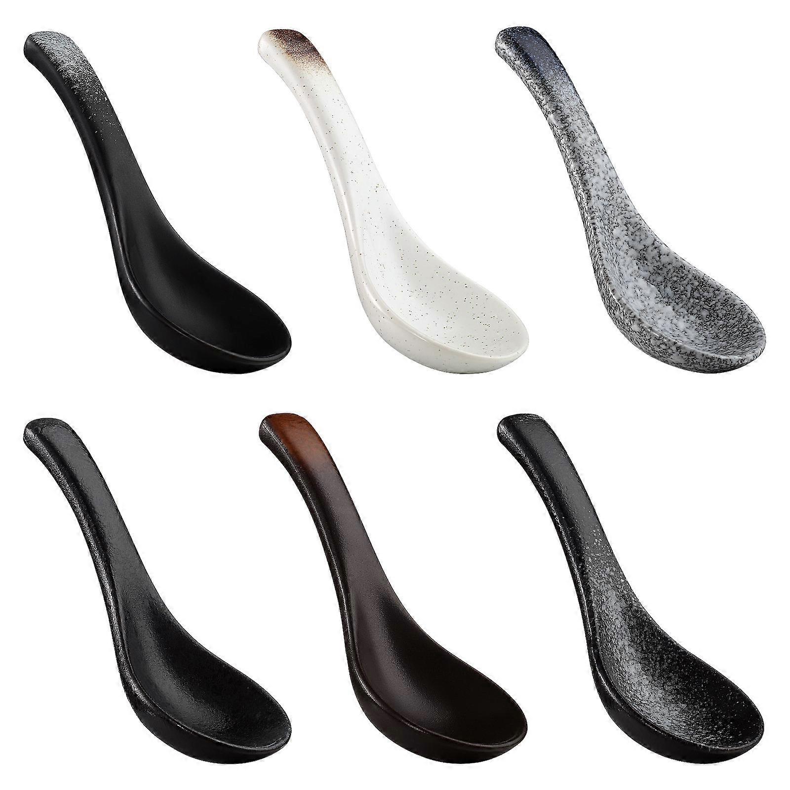 Ceramic Soup Spoon Japanese Style Designed for 6Pcs Tableware Set