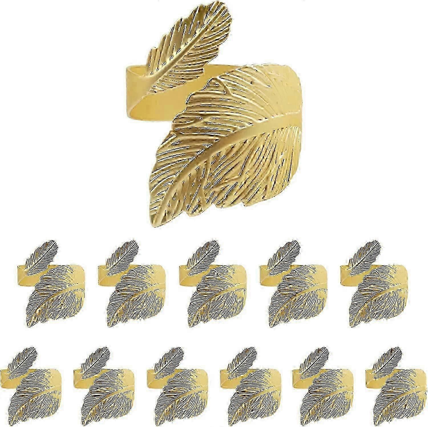 12PCS Gold Leaf Shape Napkin Rings compatible with Table Setting