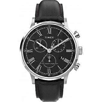 Timex Waterbury Classic Chronograph Leather Strap Watch