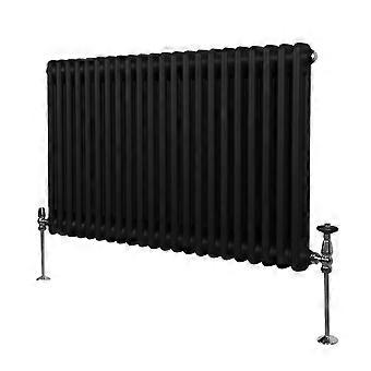 Traditional 2 Column Radiator 600mm x 1012mm Modern Central Heating Heater Matt Black Carbon Steel