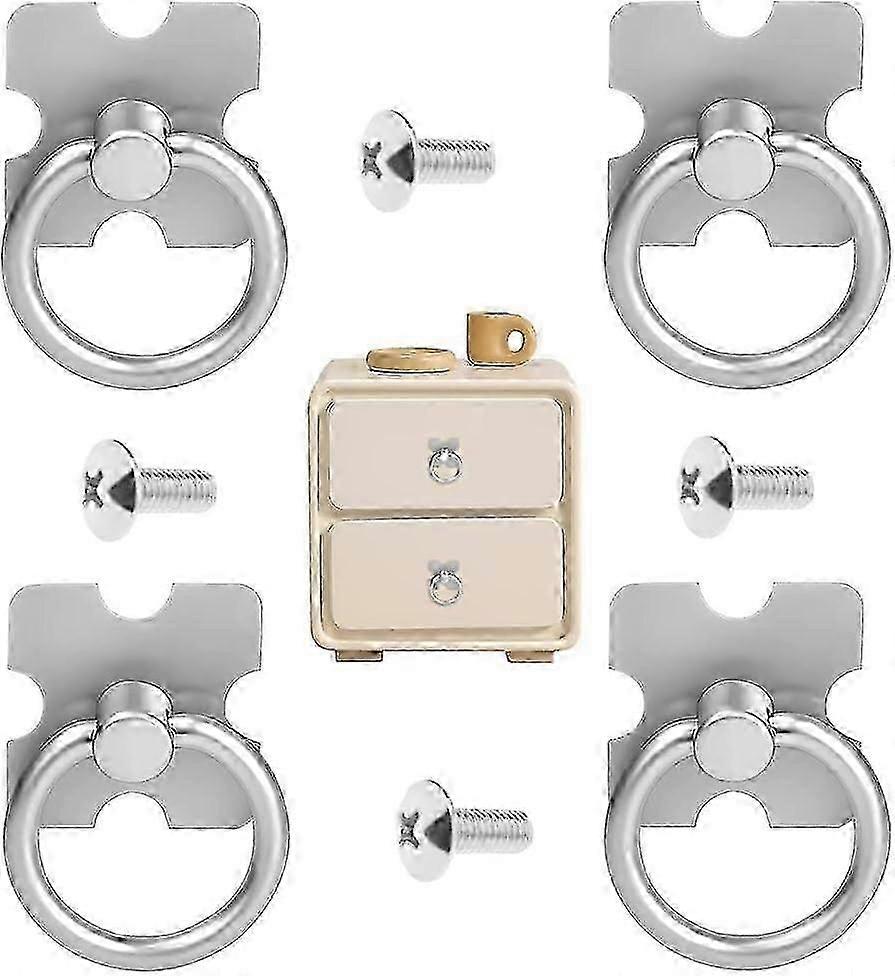 4pcs Drawer Pulls and Rings Vintage Drawer Knobs Pulls Antique Decorative Cabinet Door Knobs Alloy Pulls