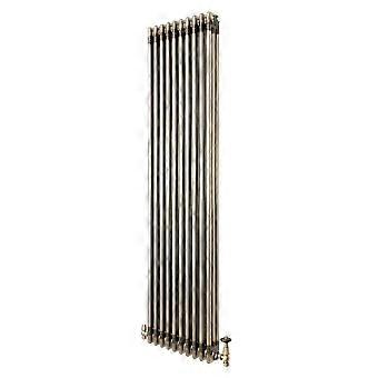 Traditional 3 Column Radiator & Valves - 1800 x 470mm - Raw Metal