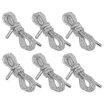 Conjunto de 6 cadarços com strass - 120 cm de comprimento - Cadarços brilhantes para tênis - Cordões com glitter para moletons e tênis de cano alto