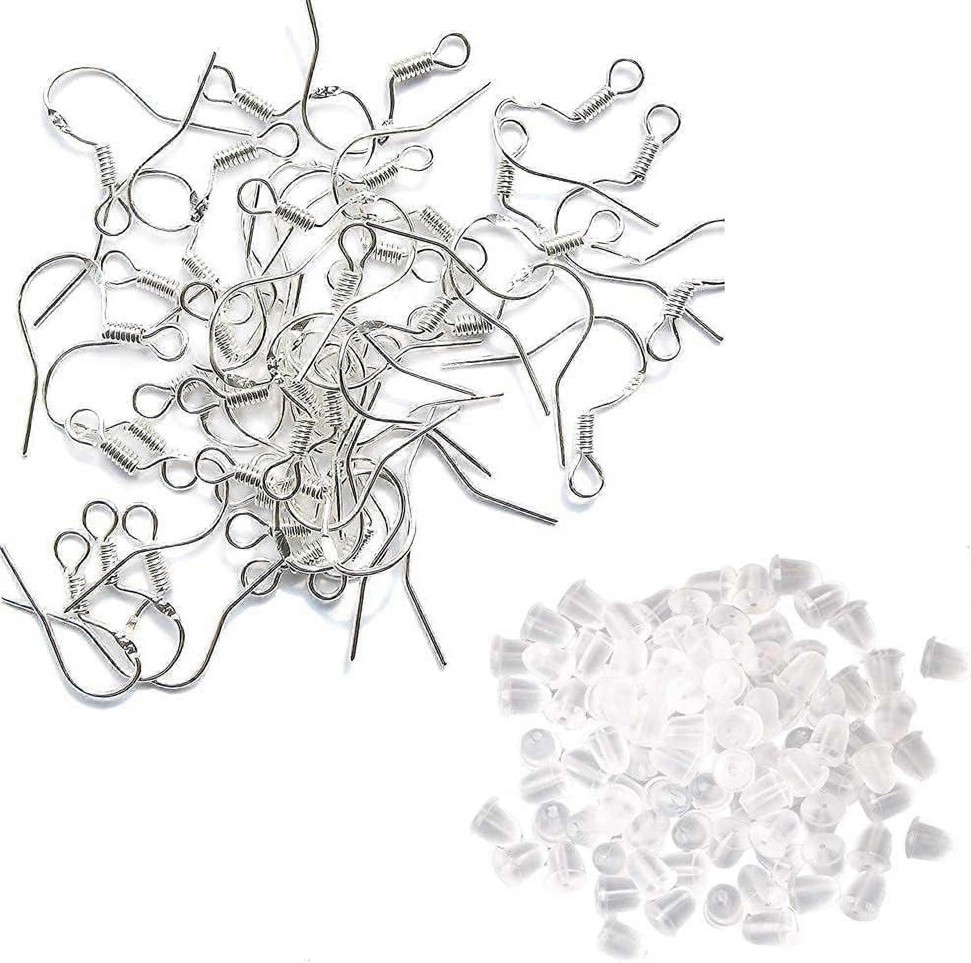 Earring Making Set - Hypoallergenic Silver Earrings with Transparent Backs
