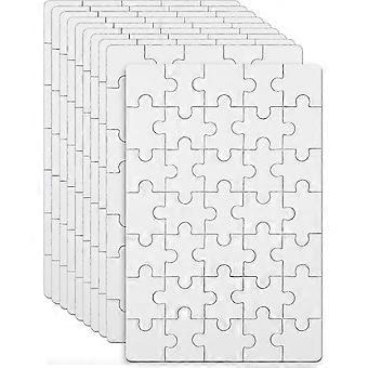 10 Sheets Blank Puzzles, 10 x 15 cm Blank Puzzle, 35 Pieces per Sheet, All White Puzzles, DIY Puzzles, Painting Puzzles