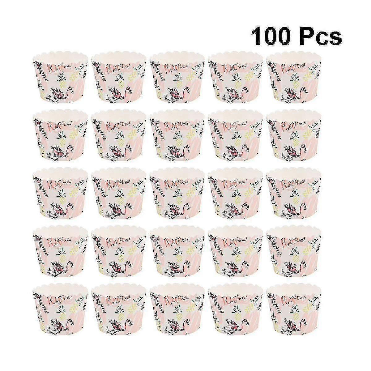100pcs Colorful Baking Cups Hard Paper Cupcake Containers (random Layout Pattern)