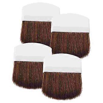 4 Pcs Black Handle Brown Bristles Flat Powder Brush Compact Blush Brush Mini Highlighter Brush Soft Bristle Makeup Brush Loose
