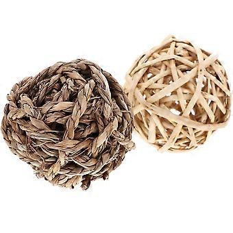 Pet Chew Toys Rabbit Grass Ball for Teeth Grinding 6Pcs Pack