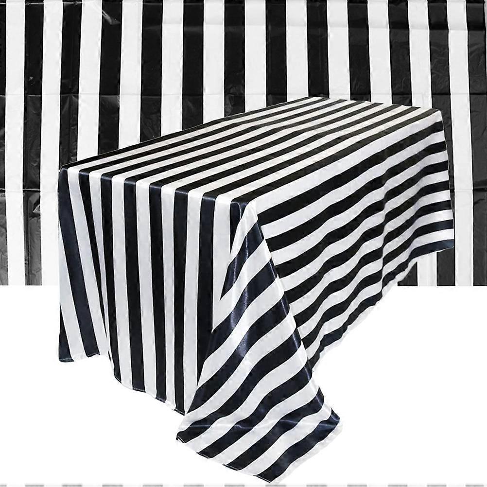 Striped Tablecloth Plastic Table Covers for Home Use 2Pcs Waterproof Rectangle