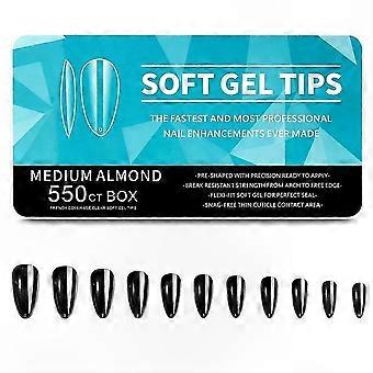 DIY Manicure Soft Gel Half Cover Press-On Nail Tips, 550 Pcs with 11 Sizes in Medium-Almond