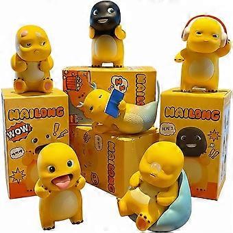 Cute Yellow Dinosaur Figurine Set, 6Pcs Kawaii Cartoon Dino Collectible Figures, Adorable Character Desktop Ornaments, Durable Toy Gift for Kids & Col