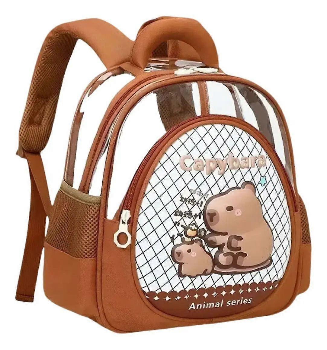 Transparent Resistant School Backpack with Capybara Design