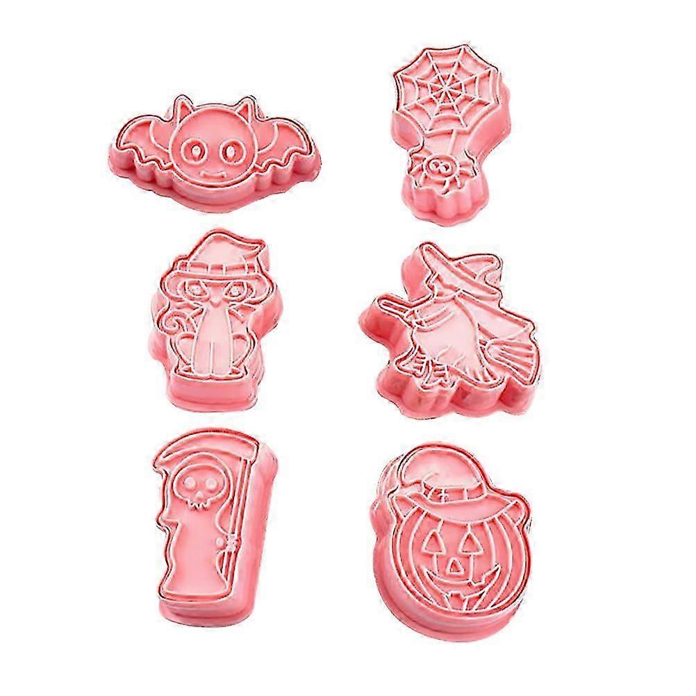 6Pcs Pink Halloween Theme Cookie Molds Kitchen Baking Tool Set
