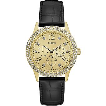 Guess bedazzle Quartz Analog Woman Watch with Cowhide Bracelet W1159L1