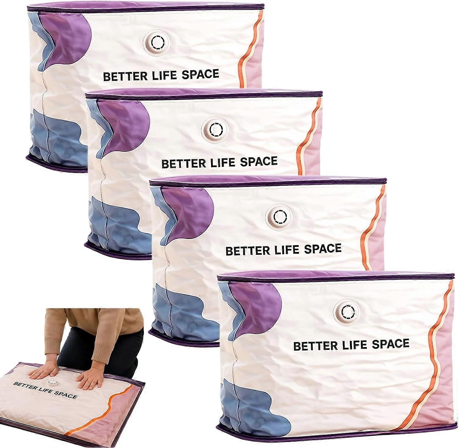 No Pump Vacuum Storage Bags, Large Capacity Compression Organizer 