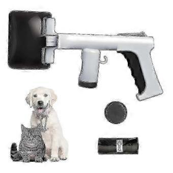 Portable Dog and Cat Waste Collector, Poop Scoop with Bags and Trash Can, 2 in 1 Pet Cleanup Tool, ABS Serrated Mouth, Ergonomic Handle, Hanging Loop