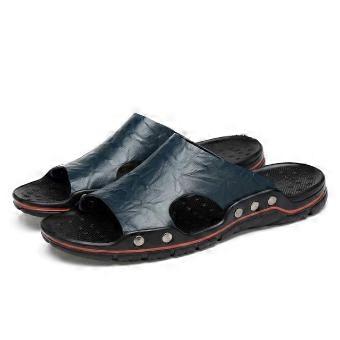 Sommer Herren Hausschuhe Echtleder Atmungsaktive Clogs Sandalen Strandklassiker Lederpantoletten Outdoor Flip Flops Plus Size Herrenschuh