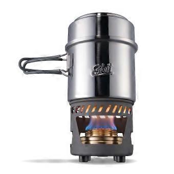 Spirituskocher-Set, kompakte Ausführung, ideal für Camping und Outdoor-Kochen.