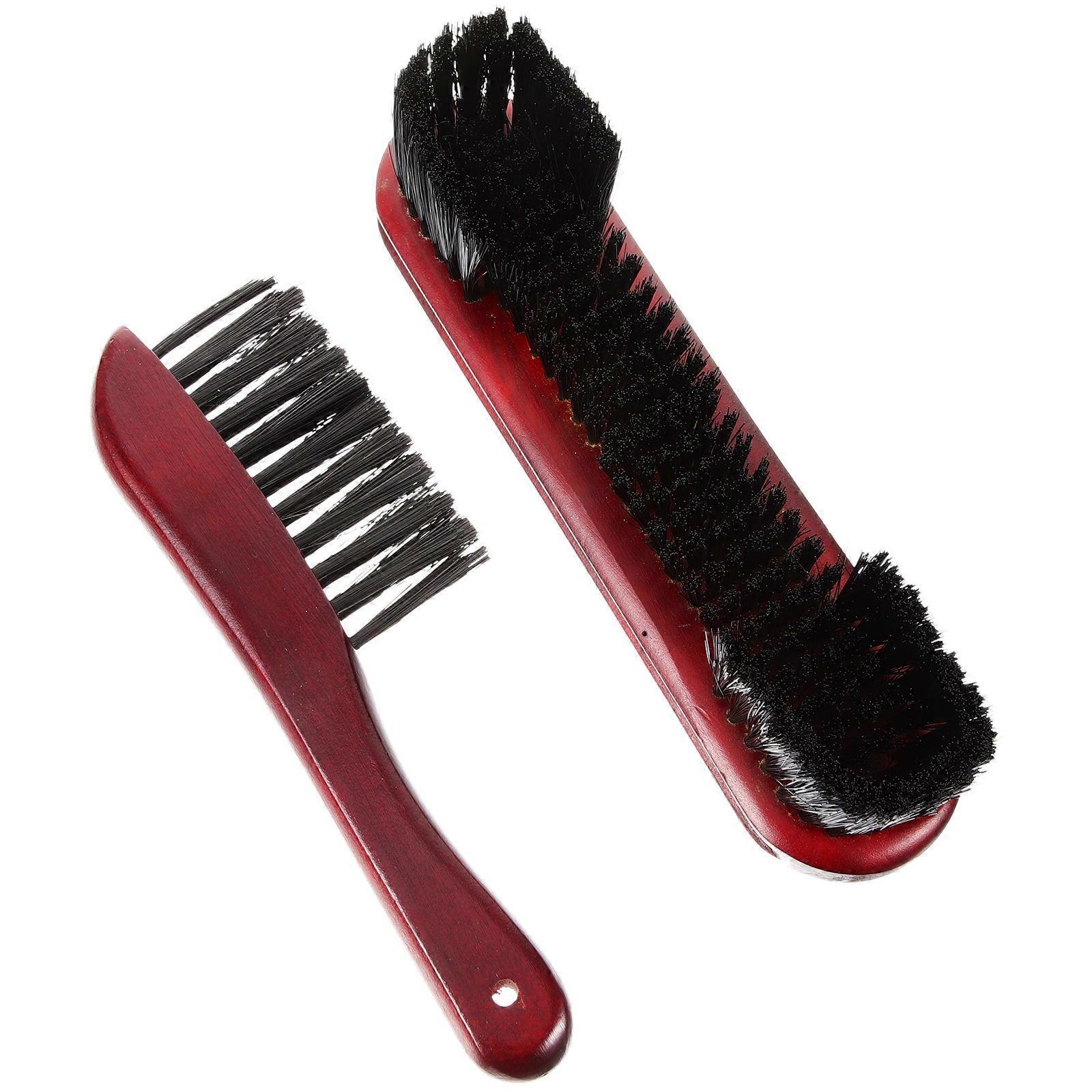 Pool Table Brush Wooden Handle for Cleaning 2Pcs Set Dark Red
