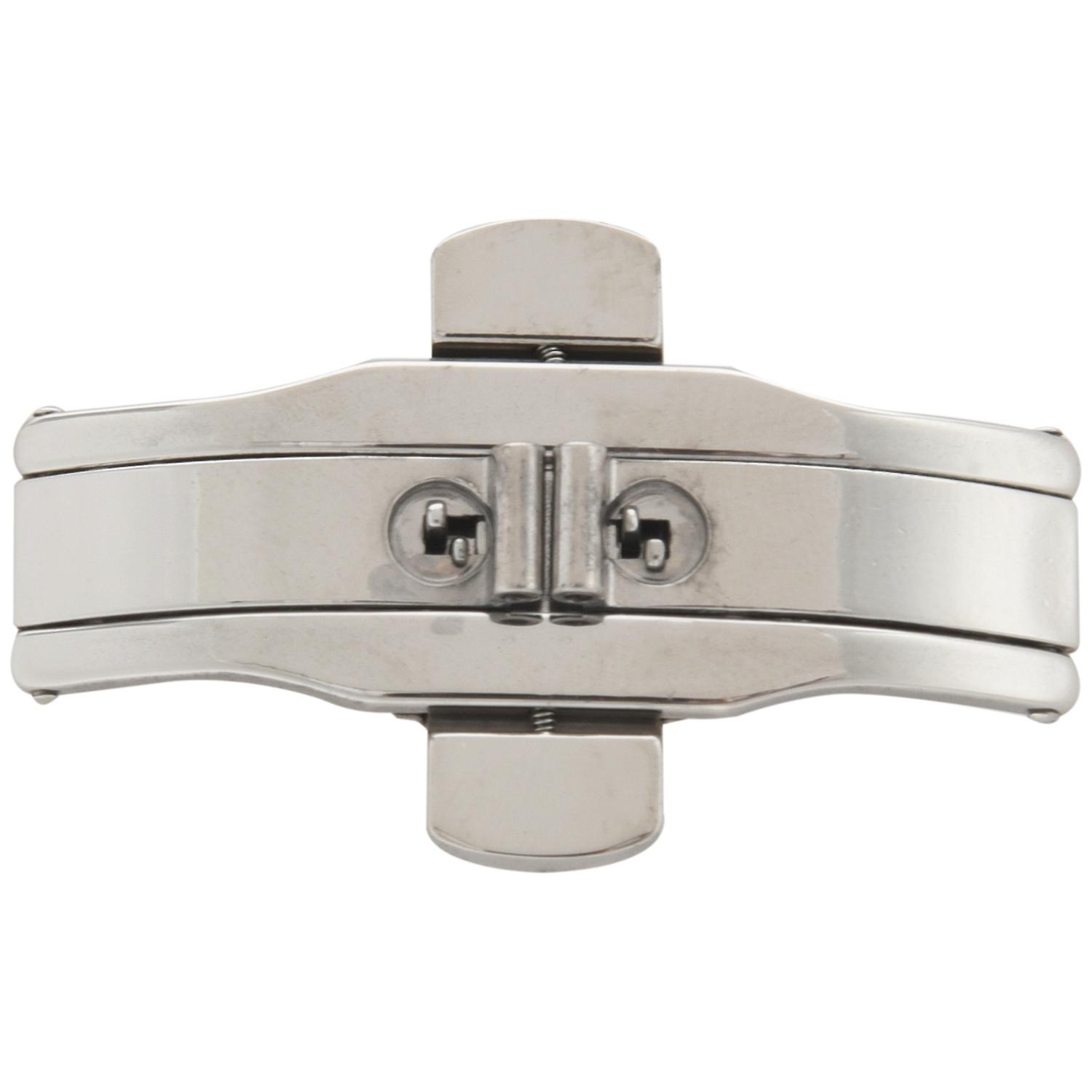 Double Push Button Butterfly Clasp Buckle Silver For 21mm Watch Band Strap