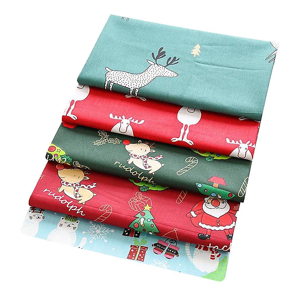 5Pc Christmas Cotton Fabric Printed for Sewing Patchwork Elk