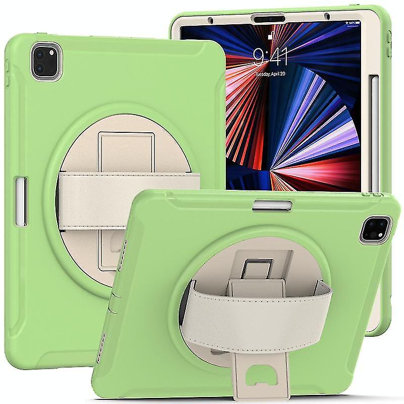 For Ipad Pro 12.9 2022 / 2021 360 Degree Rotation Pc + Tpu Protective Tablet Case With Holder & Hand-strap(ice Blue)