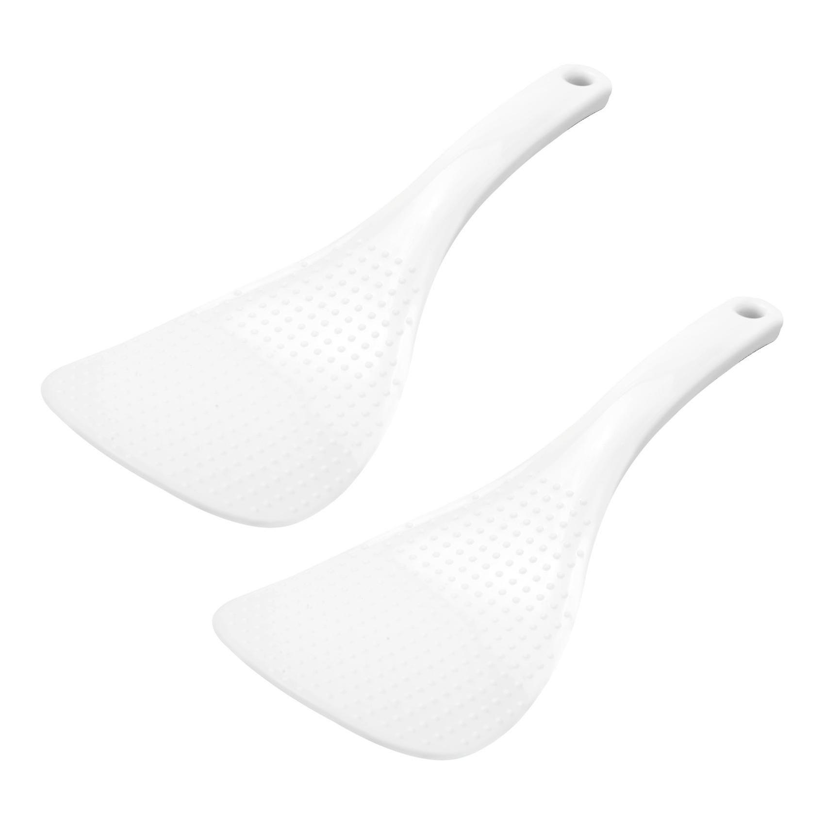 Plastic Rice Paddle Spoon Scoop 7.8 Inch Length 2 Pcs White