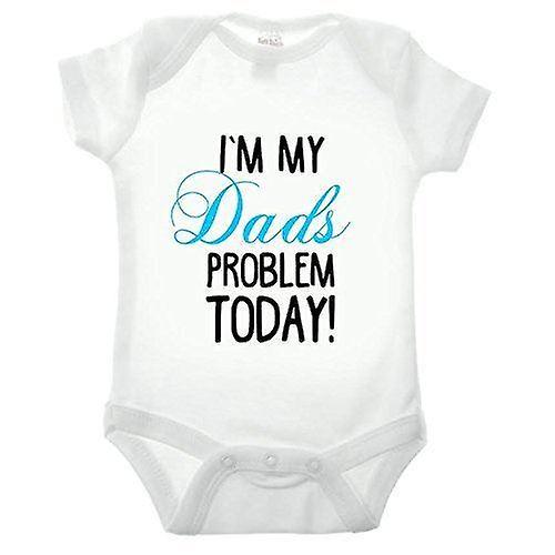 I'm My Dads Problem Short Sleeve Blue Text Babygrow