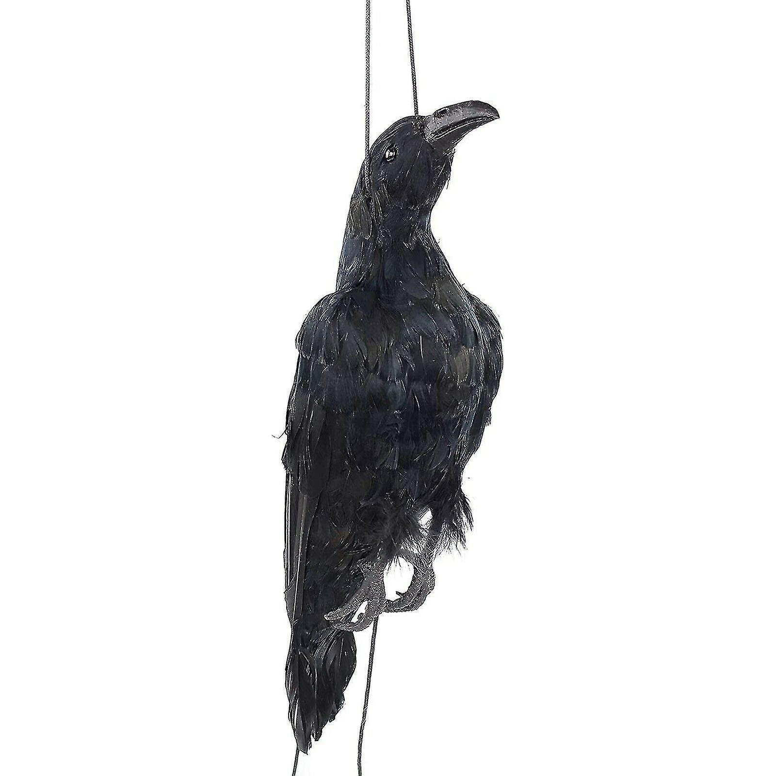Realistic Dead Crow Decoy Lifesize Extra Black Feathered Crow