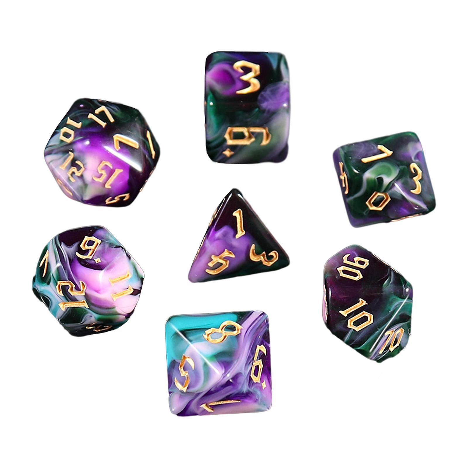 7 Pieces Acrylic Dices Board Game Classroom Accessories Polyhedral Dices Set Yellow