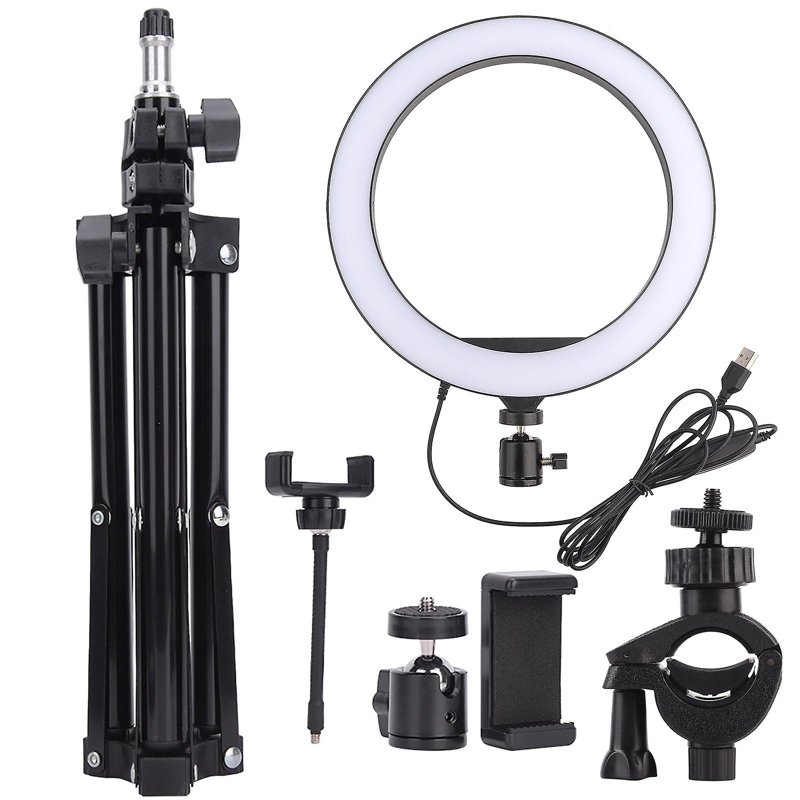 10" Dimmable LED Ring Light with Tripod and Phone Holder - Adjustable Brightness & USB-Powered