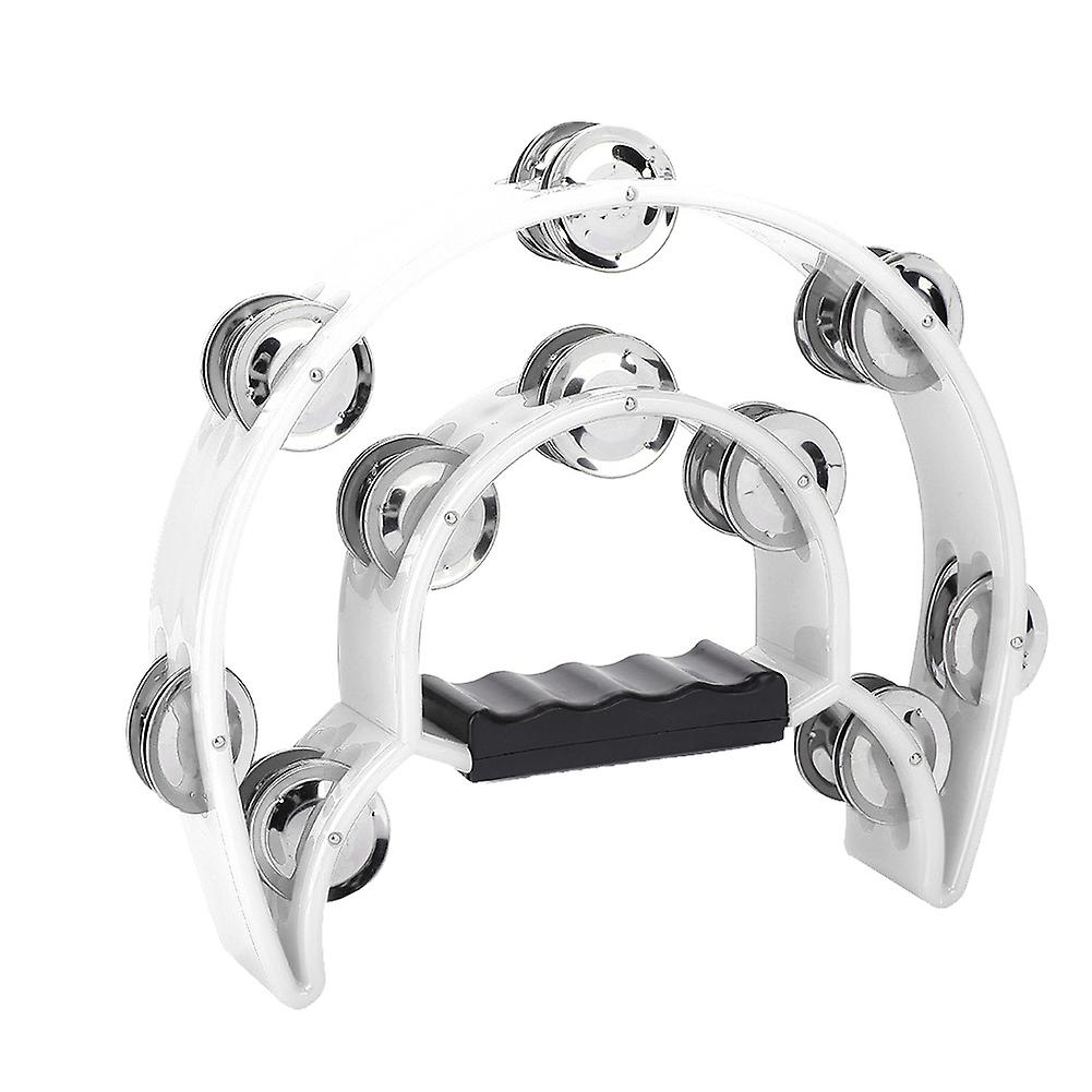 Double Row Jingle Bell Hand Bell Tambourine Percussion Musical Instrument (White)